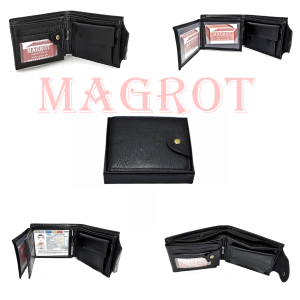 Portofel barbatesc, din piele, Magrot, negru, inchidere cu capsa, magrot 20105