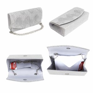 Geanta plic pentru ocazii si petreceri, argintiu, sclipici, 20/10 cm, Magrot 20301