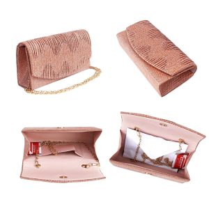 Geanta plic pentru ocazii si petreceri, roze, sclipici, 20/10 cm, Magrot 20299