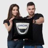 Perna personalizata cu sigla Dacia, Fata de perna si burduf detasabil 45 x 45, bumbac Magrot 20315 negru