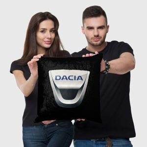 Perna personalizata cu sigla Dacia, Fata de perna si burduf detasabil 45 x 45, bumbac Magrot 20315 negru 