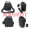 Borseta din piele naturala Negru, cu suport telefon, pentru mana, umar sau curea, Magrot 5006