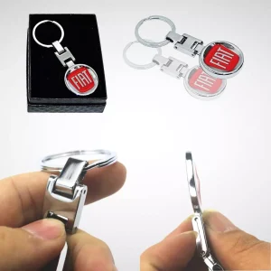 Breloc Fiat premium rosu din inox 3d, ambalat in cutie, Magrot 20412