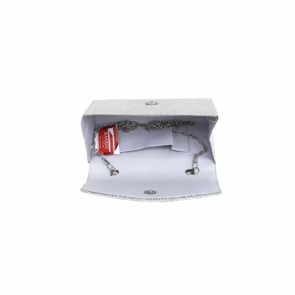 Geanta plic pentru ocazii si petreceri, argintiu, sclipici, 20x10 cm, Magrot 20301