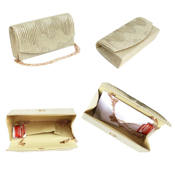 Geanta plic pentru ocazii si petreceri, auriu, sclipici, 20/10 cm, Magrot 20302