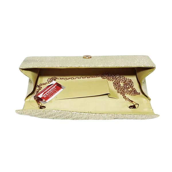 Geanta plic, pentru ocazii si petreceri, auriu sclipitor, 27 x 11 cm, Magrot 20340
