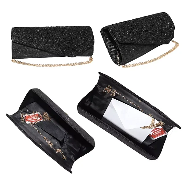 Geanta plic, pentru ocazii si petreceri, negru sclipitor, 27 x 11 cm, Magrot 20339