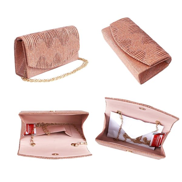 Geanta plic pentru ocazii si petreceri, roze, sclipici, 20/10 cm, Magrot 20299