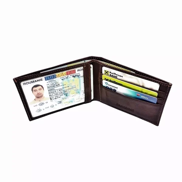 Portofel barbatesc slim din piele naturala, F051,,maro, 12/10 Magrot