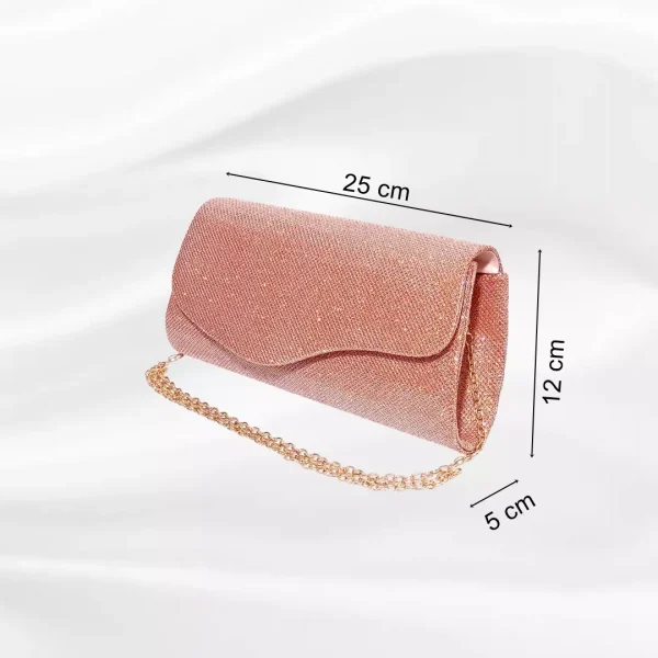 Geanta plic, ocazii si petreceri, rose sclipitor, 25 x 12 cm, Magrot 20433