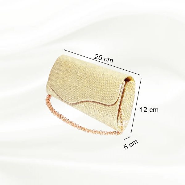 Geanta plic, ocazii si petreceri, auriu sclipitor, 25 x 12 cm, Magrot