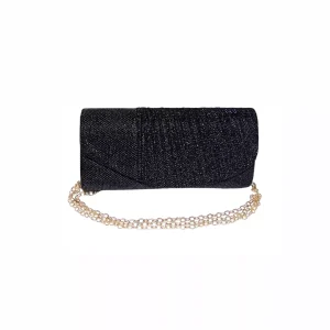 Geanta plic pentru ocazii si petreceri, negru, sclipici, 20 x 10 cm, Magrot 20424