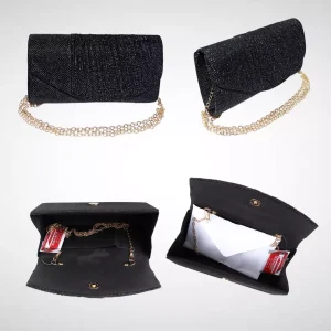 Geanta plic pentru ocazii si petreceri, negru, sclipici, 20 x 10 cm, Magrot 20424Geanta plic pentru ocazii si petreceri, negru, sclipici, 20 x 10 cm, Magrot 20424
