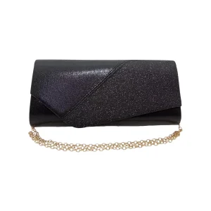 Geanta plic seara pentru ocazii si petreceri, negru sidefat, 26 x 12 cm, Magrot 24007