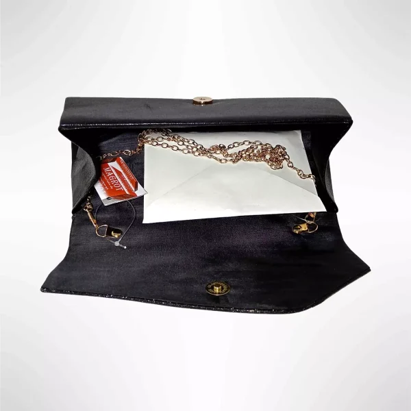 Geanta plic seara pentru ocazii si petreceri, negru sidefat, 26 x 12 cm, Magrot 24007