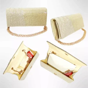 Geanta plic seara pentru ocazii si petreceri, auriu, sclipici, mic, 20 x 10 cm, Magrot 24003 (1) Megastyle