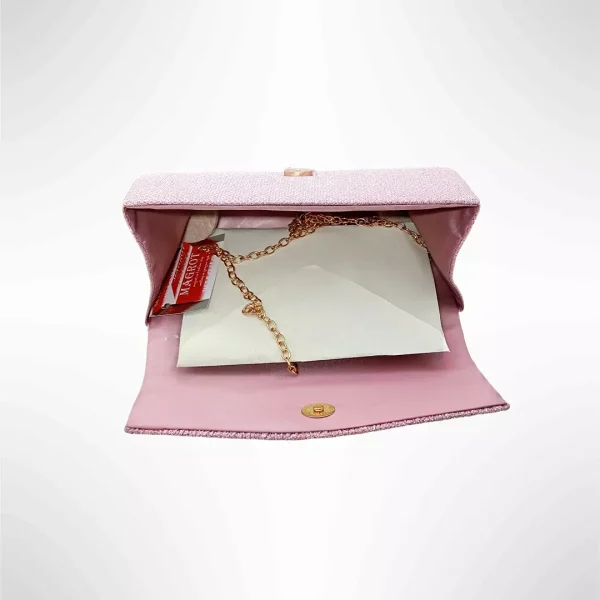 Geanta plic seara pentru ocazii si petreceri, roz, sclipici, mic, 20  x 10 cm, Magrot 24015
