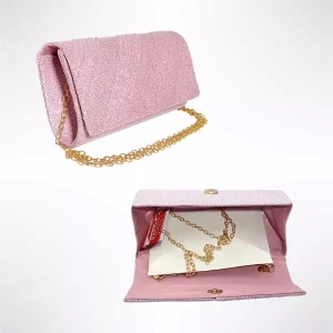 Geanta plic seara pentru ocazii si petreceri, roz, sclipici, mic, 20 x 10 cm, Magrot 24023 Megastyle 