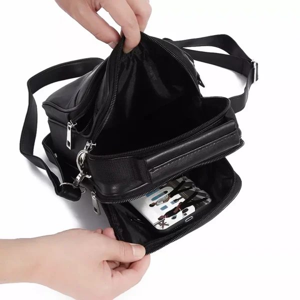 Borseta de umar si mana, barbateasca 22 x 17 cm, negru, din piele, Magrot 24031 (4) Megastyle