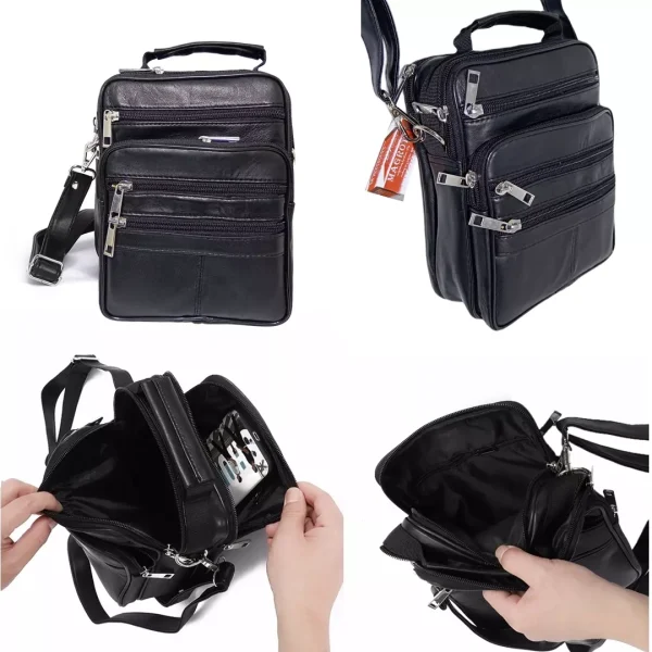 Borseta de umar si mana, barbateasca 22 x 17 cm, negru, din piele, Magrot 24031 Megastyle