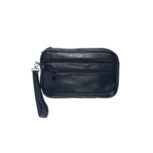 Borseta barbateasca de mana, neagra, din piele naturala, un compartiment principal 14 x 22, Magrot 24034 (1) Megastyle