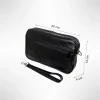 Borseta barbateasca de mana, neagra, din piele naturala, un compartiment principal 14 x 22, Magrot 24034 (1) Megastyle