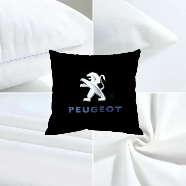 Perna cu sigla Peugeot, Fata de perna si burduf detasabil 45 x 45, bumbac Magrot 24049 negru (1) mAGROT SHOP