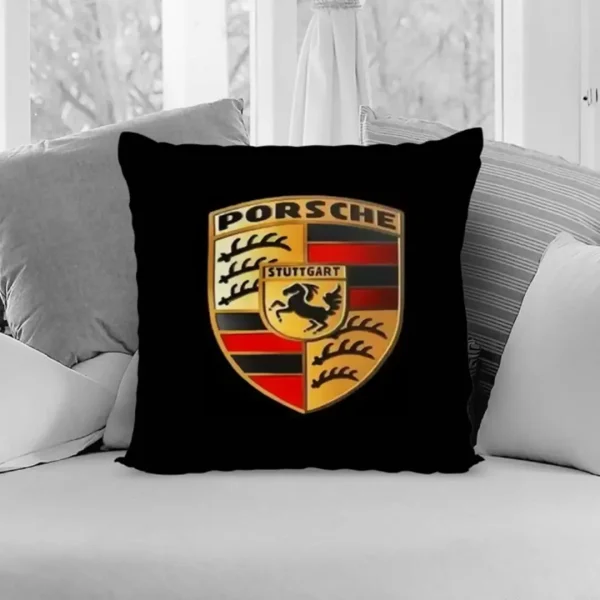 Perna cu sigla Porsche, Fata de perna si burduf detasabil 45 x 45, bumbac Magrot 24047 negru