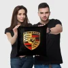 Perna cu sigla Porsche, Fata de perna si burduf detasabil 45 x 45, bumbac Magrot 24047 negru