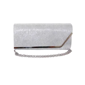 Geanta dama tip plic de seara, ocazii si petreceri, Argintiu relief, 26 x 12 cm, Magrot 25020