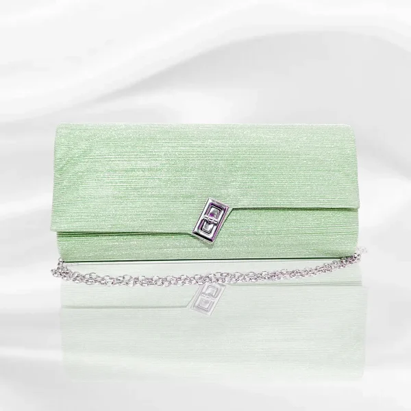 Geanta plic de seara, pentru ocazii si petreceri, Verde sidef, 26 x 12 cm, Magrot 25006
