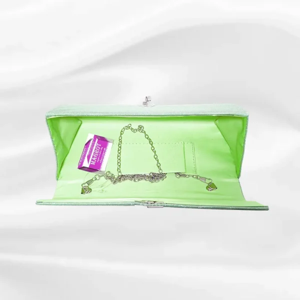 Geanta plic de seara, pentru ocazii si petreceri, Verde sidef, 26 x 12 cm, Magrot 25006