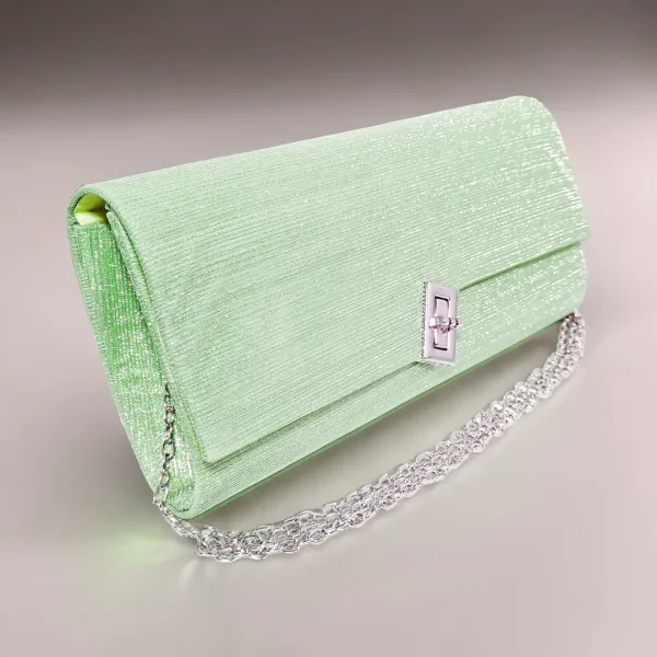 Geanta plic de seara, pentru ocazii si petreceri, Verde sidef, 26 x 12 cm, Magrot 25006