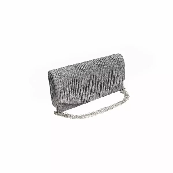 Geanta plic pentru ocazii si petreceri, Gri, sclipici, 20x10 cm, Magrot 25015