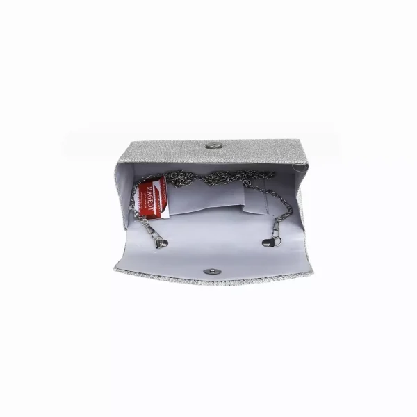Geanta plic pentru ocazii si petreceri, Gri, sclipici, 20x10 cm, Magrot 25015
