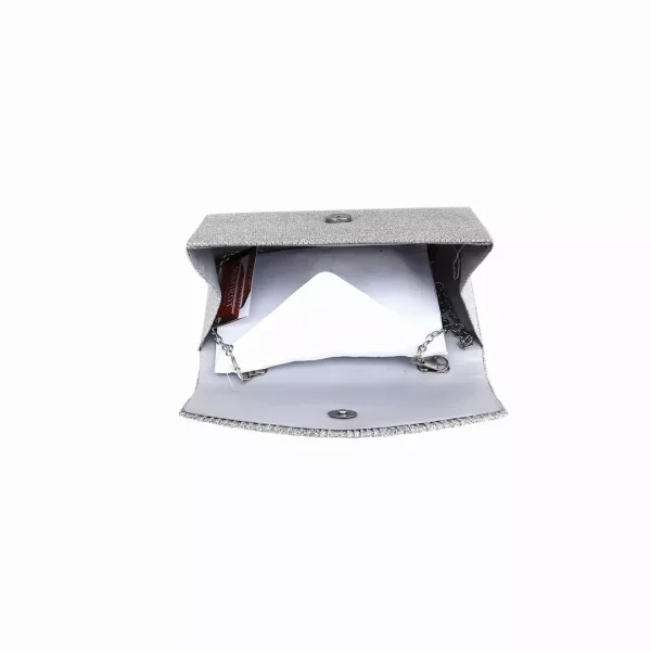 Geanta plic pentru ocazii si petreceri, Gri, sclipici, 20x10 cm, Magrot 25015