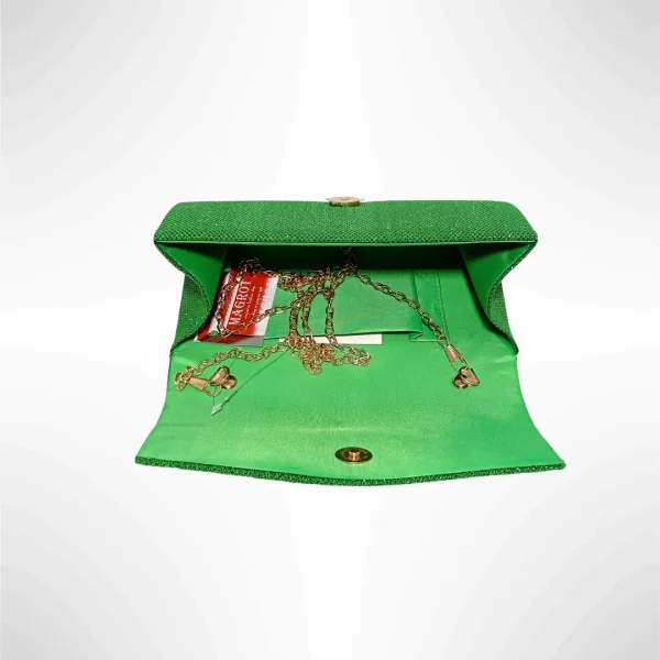 Geanta plic pentru ocazii si petreceri, Verde, sclipici, 20x10 cm, Magrot 25018