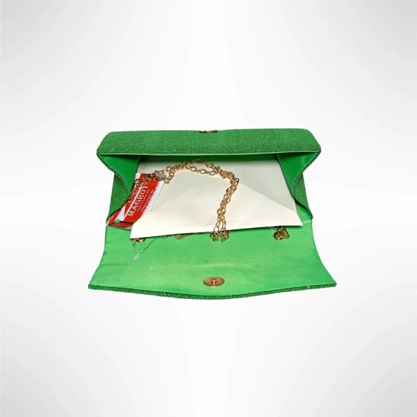 Geanta plic pentru ocazii si petreceri, Verde, sclipici, 20x10 cm, Magrot 25018