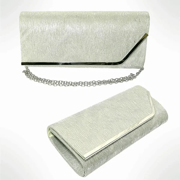Geanta dama tip plic de seara, ocazii si petreceri, Verde relief, 26 x 12 cm, Magrot 25021