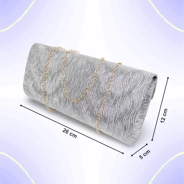 Geanta dama tip plic de seara, ocazii si petreceri, albastru Gri relief, 26 x 12 cm, Magrot 25023 (1) Magrot Megastyle