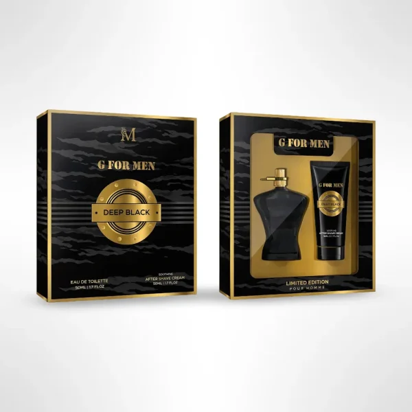 Set cadou barbati Deep Black cu apa de toaleta si gel de dus 50ml