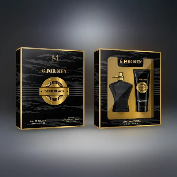 Set cadou barbati Deep Black ambalaj elegant negru cu auriu